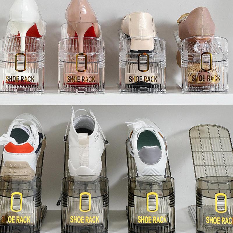 Organizador de zapatos apilador de zapatos ajustable, soporte para calzado de doble capa, organizador de ranuras para zapatos, ahorro de espacio para organización de armario
