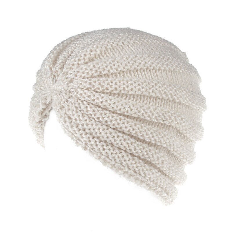 Mujer de sombero gorro sombrero India sombrero señoras pelo accesorios invierno Crochet turbante mujer envolturas cabeza sombrero de invierno: Beige