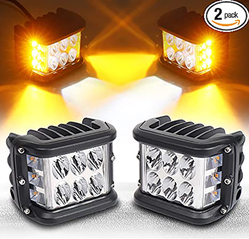 Side Shooter LED Pod Light 4 Inch Off-road Double Side Yellow LED Spotlight Work Light Car SUV Truck Driving Fog Light: 2 pieces