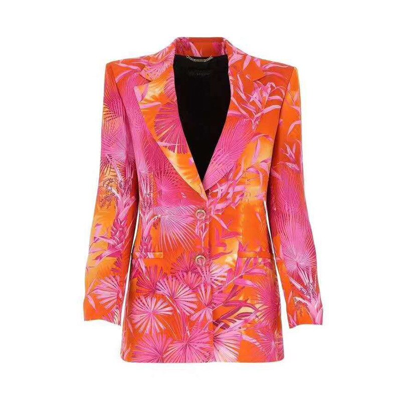 Getspring dame blazer rød grøn blazer jakkesæt blomstret plus size dame blazer og jakke langærmet feminino jakke frakke: Rød blazer / S