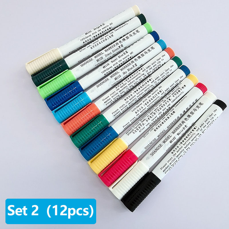 Juego de rotuladores modelo SHANGSE, herramientas de pintura a base de agua, punta de pincel suave, resistente al agua, no se decolora para colorear modelos, grafiti, Hobby: Transparente