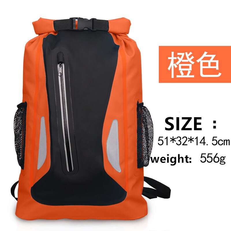 25l vandtæt taske rygsæk ultralet tør rafting camping vandring svømning vandtæt taske tør taske udendørs rejsesæt reflekterende: Orange