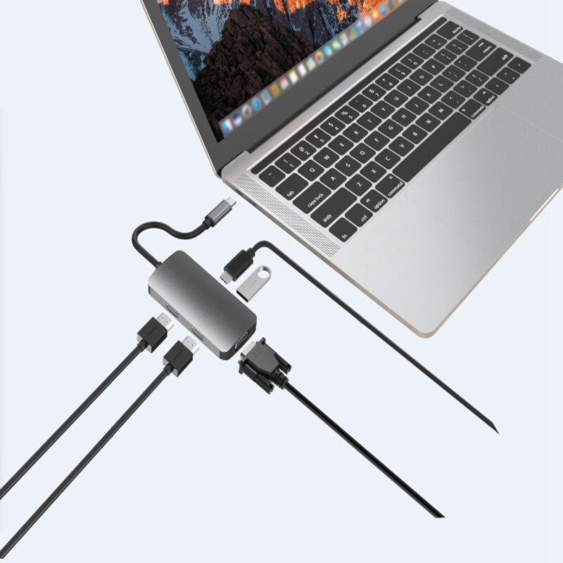 in Lega di alluminio USB-C Esterno Multi-Immagine Dello Schermo Carta di USB 3.1 attracco stazione doppio 2 HDMI VGA centro Multi-schermo diviso-schermo Disp