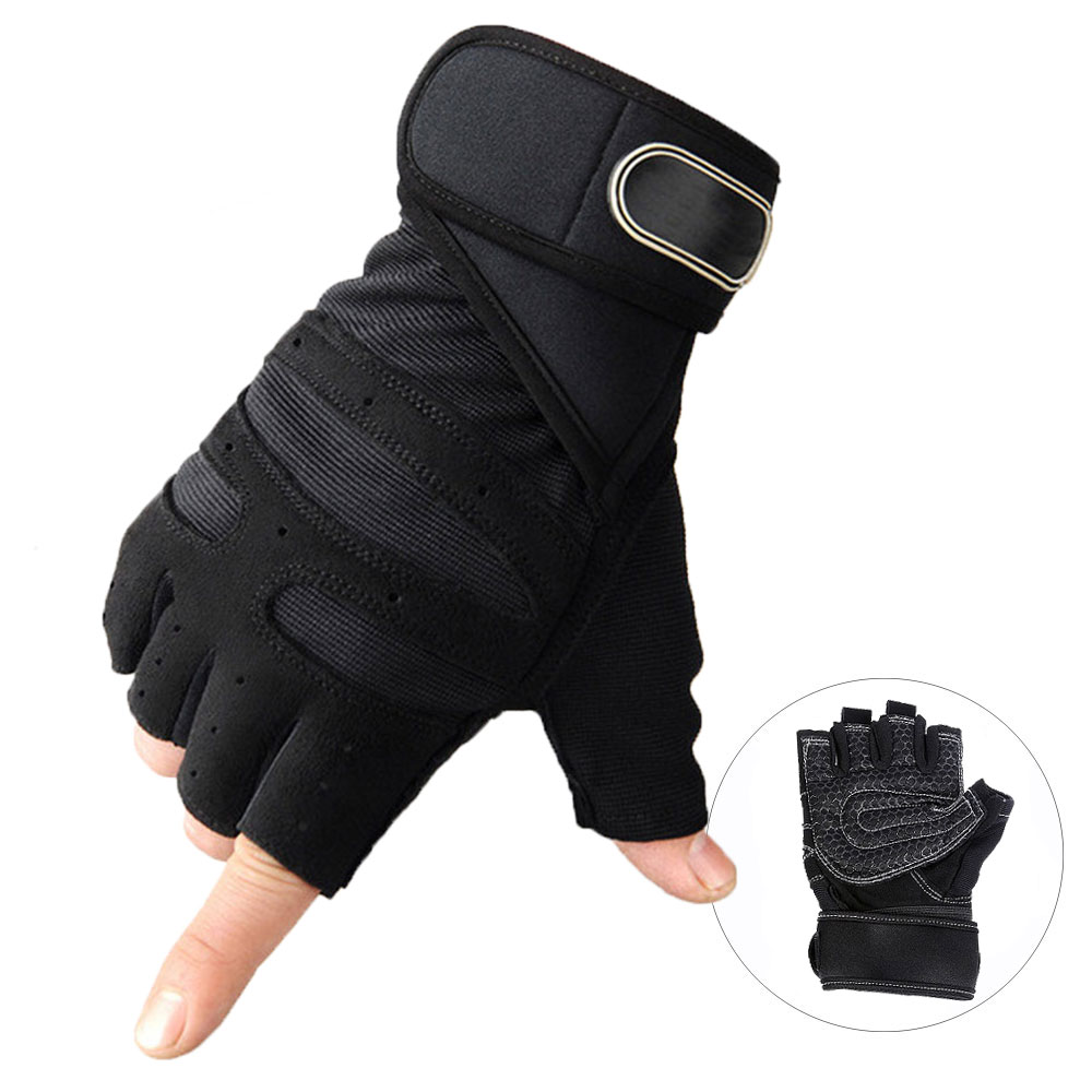 Guantes de gimnasio para deportes, Fitness, gimnasio, pesas, guante de levantamiento, entrenamiento de culturismo, ejercicio, deporte, guante de entrenamiento para hombres y mujeres M/L/XL: Negro / L