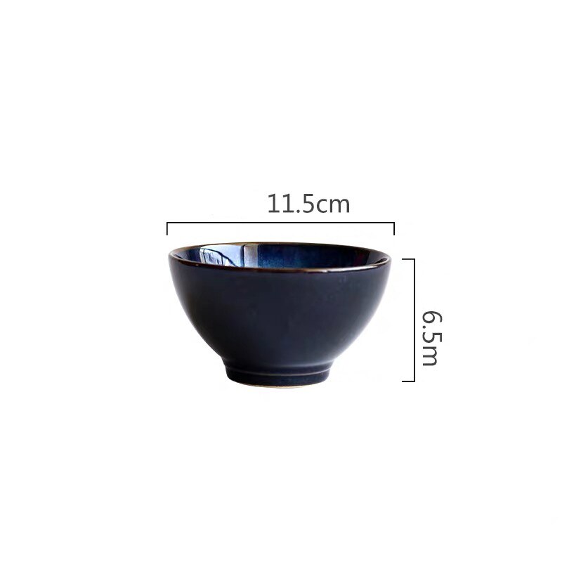 Japanse stijl diepblauwe glazuur keramische steakbord porseleinen serviesset dessertbord soepkom theekop sauskom: 1pc 4.5 inch kom