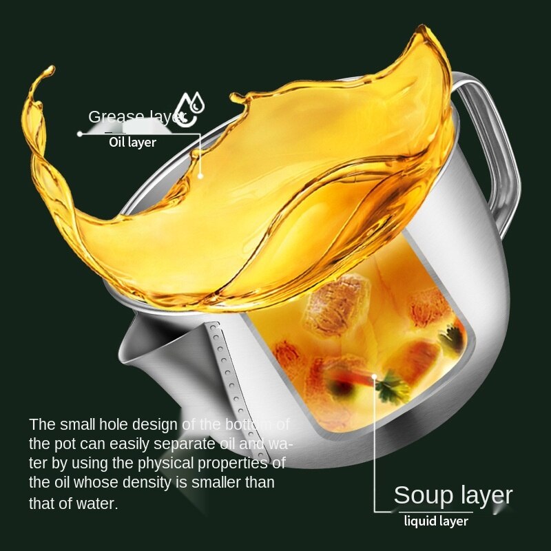 Steel Oil-Separating Soup Pot Kitchen Oil Filter Confinement To Oil And Drink Soup And Filter Oil Artifact Household Stainless