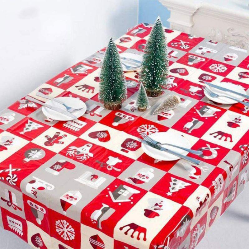 Nappe imprimée de noël créative Pvc nappe de Table de noël nappe jetable de Table de noël décor de tissu de bureau