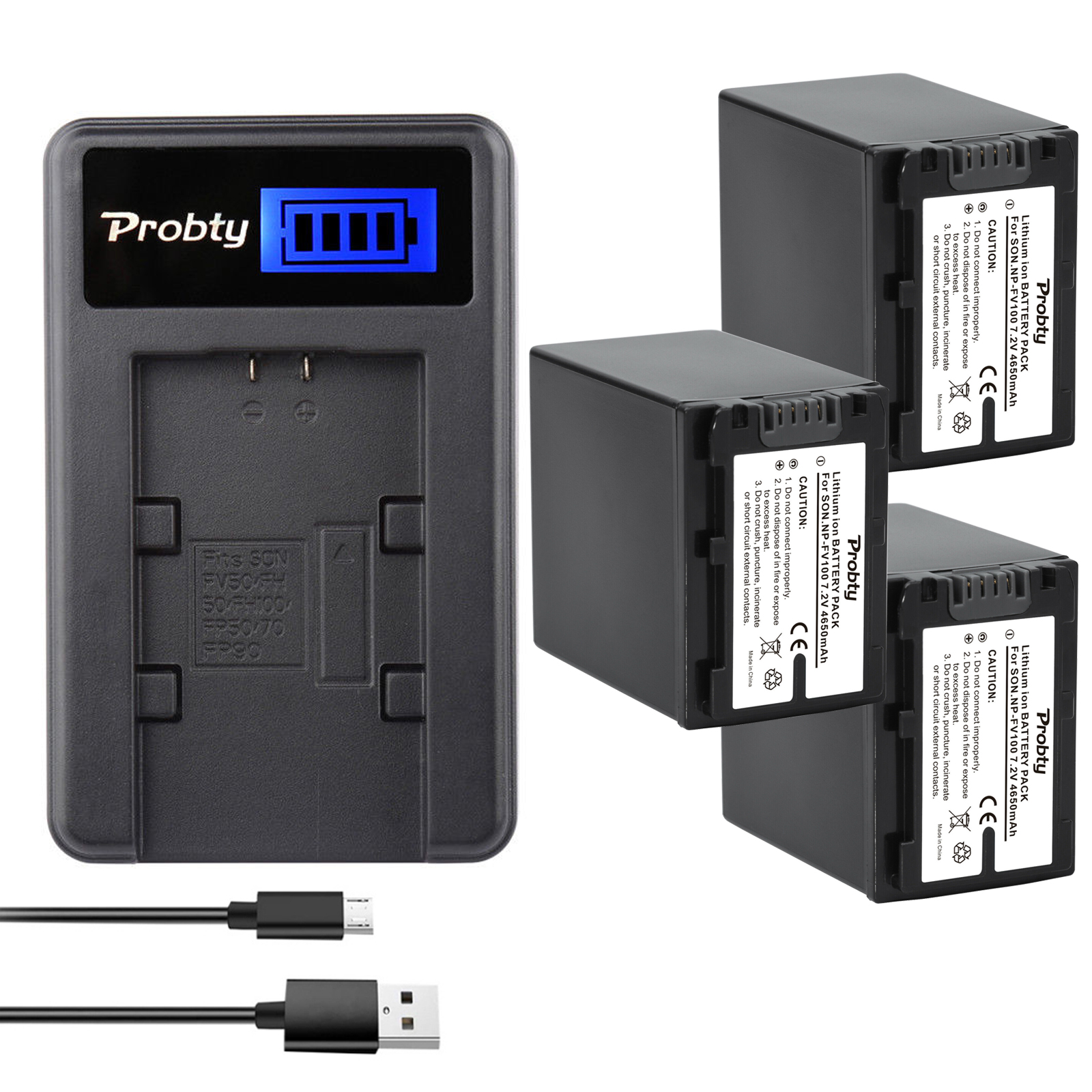 4650mAh NP FV100 NP-FV100 FV100 Batteries + LCD USB Charger for Sony NP-FV30 NP-FV50 NP-FV70 SX83E SX63E FDR-AX100E AX100E: Yellow