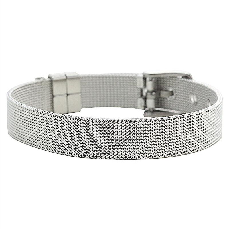 Dropshipping somsoar jóias silvering malha de aço inoxidável encantos pulseira praia menina malha braçadeira pulseiras como praia vento: just mesh bracelet