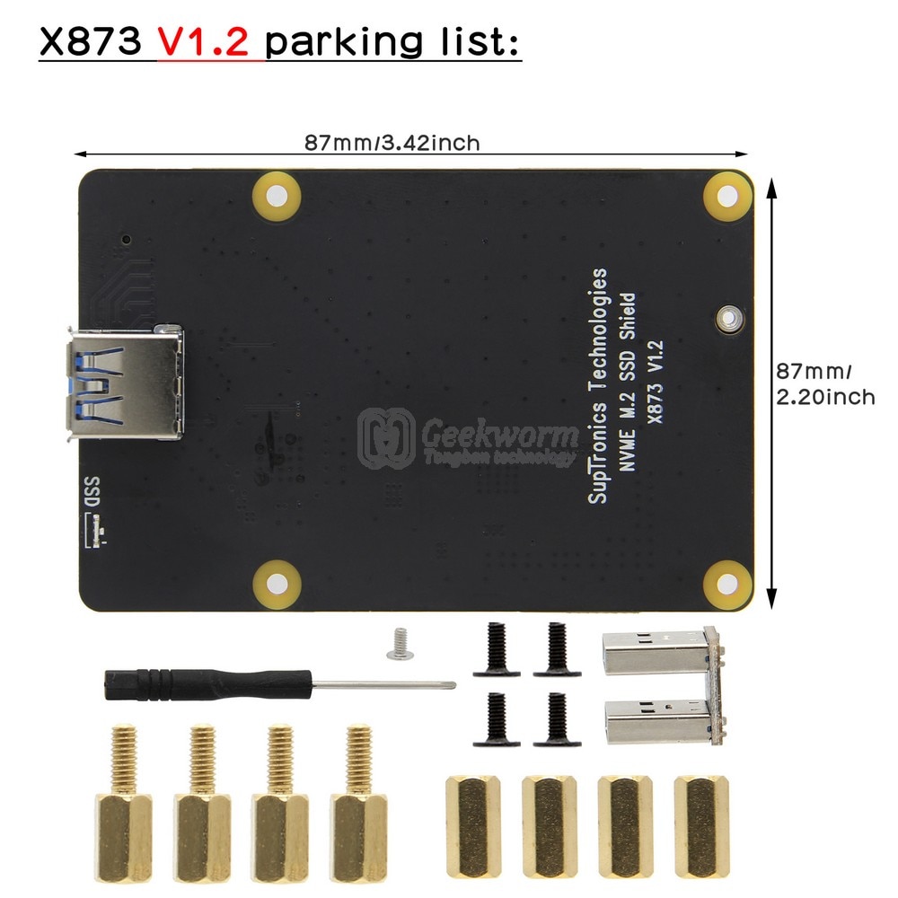 Himbeere Pi 4 Modell B M.2 NVMe SSD Schild 2280/2260/2242/2230, X872 Lagerung Erweiterung Gremium für Himbeere Pi 4 Modell B: Default Title