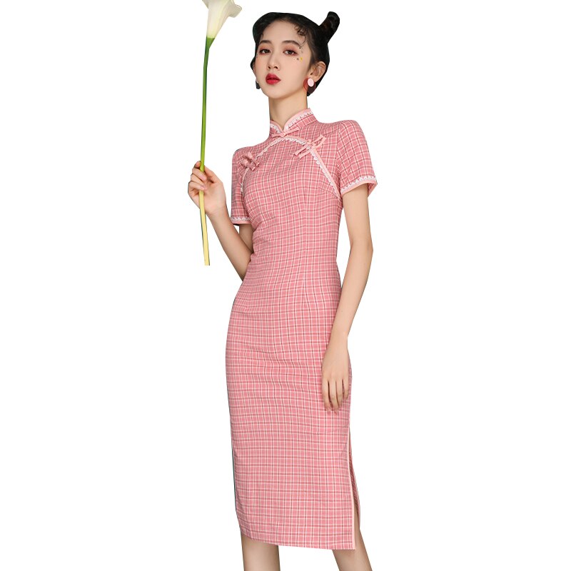 Zomermeisjes cheongsamjurk voor vrouwen, traditioneel dagelijks modern, slank chinees, retro qipao hanfu-jurkje