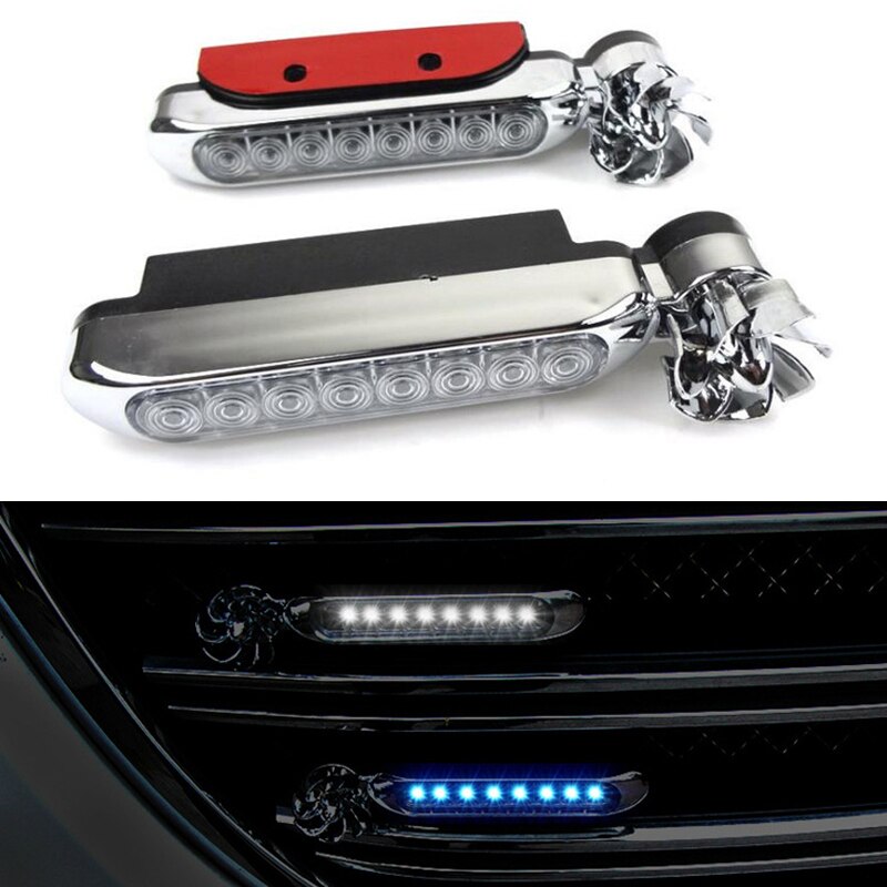 1 Pc 8 LEDs Wind angetrieben Tagfahrlicht Auto Grill Tageslicht Reflektierende Streifen Keine Notwendigkeit Externe Netzteil Universal-