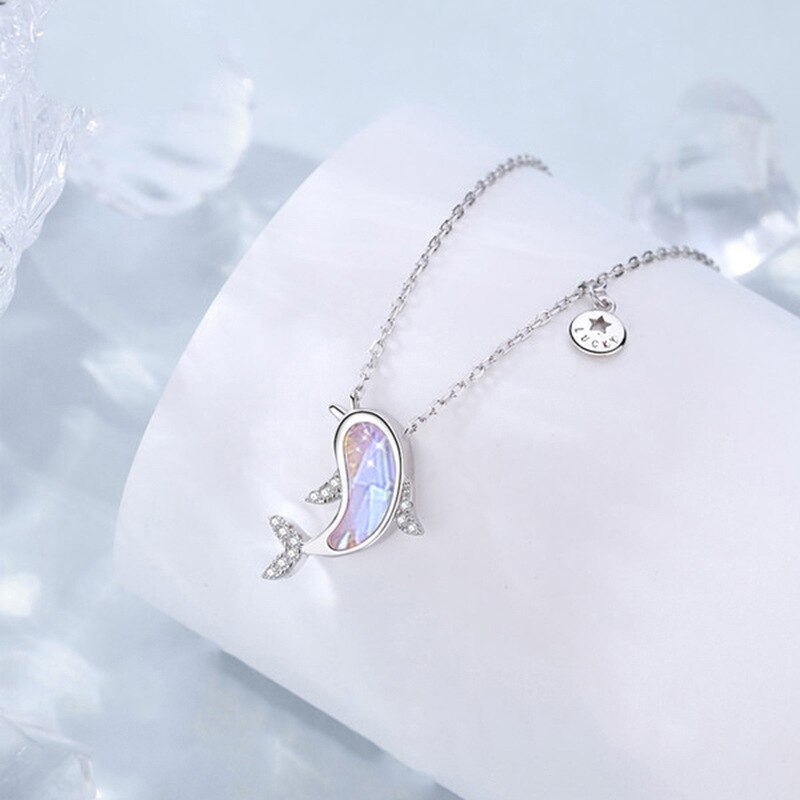 VOQ gioielli Color argento Dolphin Charm Box catena pendente collana donna regali per feste di nozze