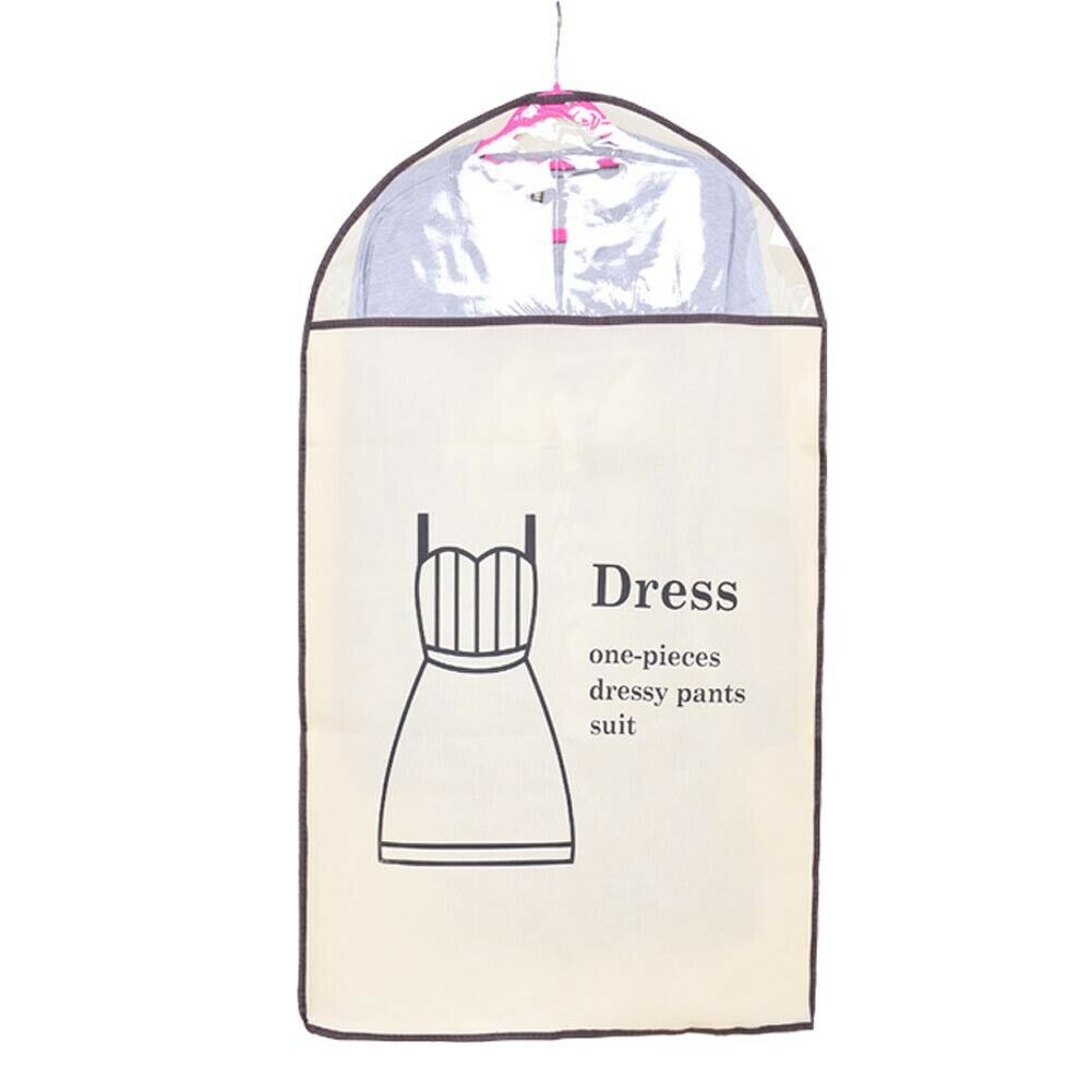Newest Waterproof Thickened Nonwovens Clear Dust-proof Cloth Cover Suit/Dress Garment Bag Storage Protector: Dress