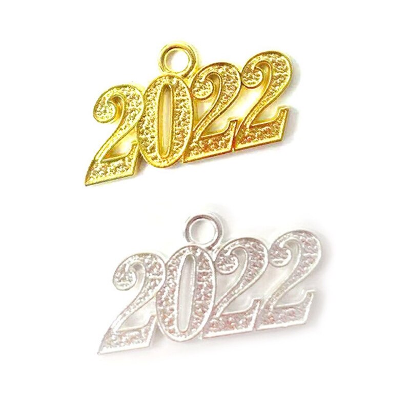 10 Pcs Year 2022 Hang Tags Year Jewelry Making Tassel Pendants for Bracelet Keychain Crafts Graduation Supplies