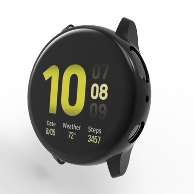 Coque pour Samsung galaxy watch active 2 40mm 44mm plein écran silicone pare-chocs protection d'écran en TPU couverture pour galaxie active 2: black / active 2 40mm