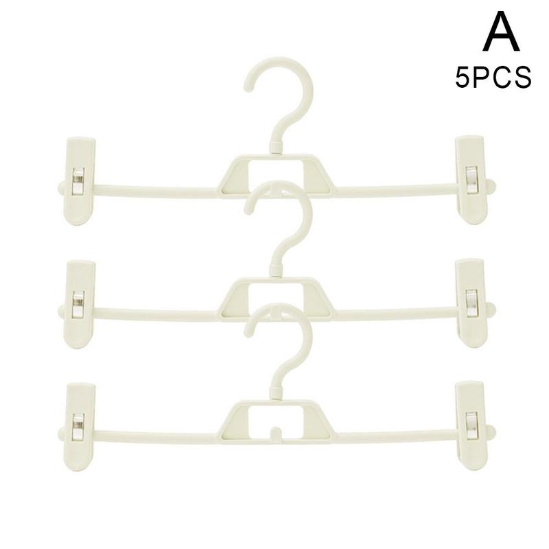 5 PCS Coat Hangers Clothes Closet Pant Trouser Skirt Multifunction Plastic Rack Non-slip Racks Storage Clip Drying Pants Ra V8Z7: beige