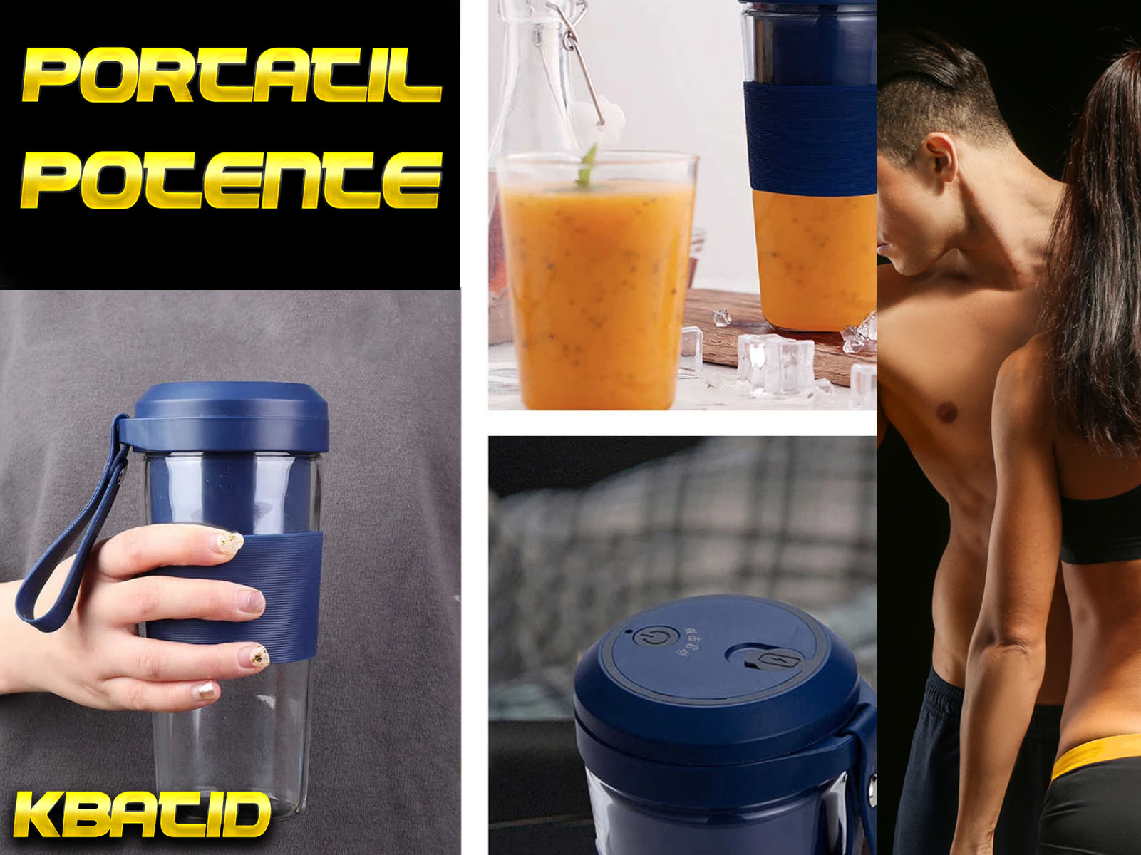 Batidora de Vaso de Mano Recargable Portartil Potente Licuadora 300 ml para Zumos Frutas Batidos Proteicos Gimnasio Comida Bebe Perdida de Peso Adelgazamiento Comida Saludable Envio desde España