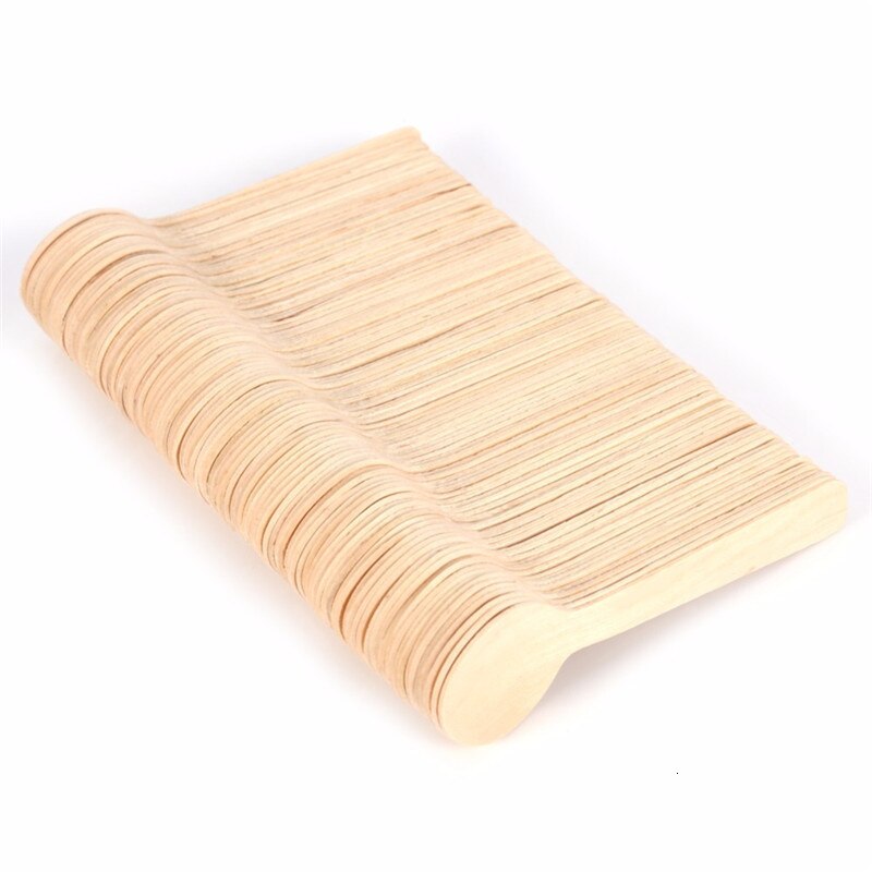 Cuchara de madera desechable, minicuchara de helado, cuchara de postre de madera, accesorios de vajilla de cocina para de boda occidental, 20 Uds.