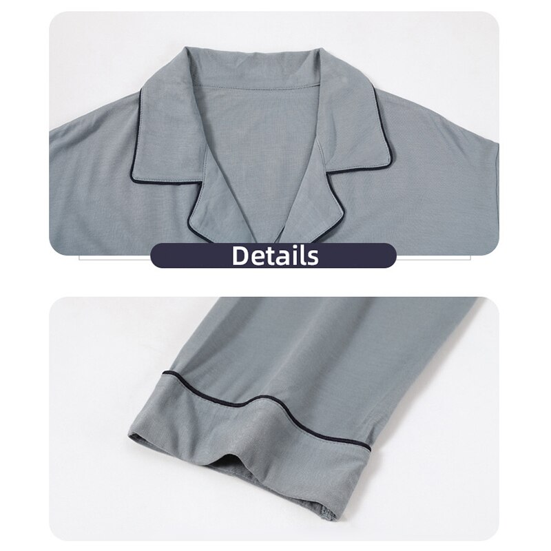 MELIFLE automne tout coton hommes vêtements de nuit col rabattu ample solide à manches longues pyjamas ensemble loisirs Masculino nuisette