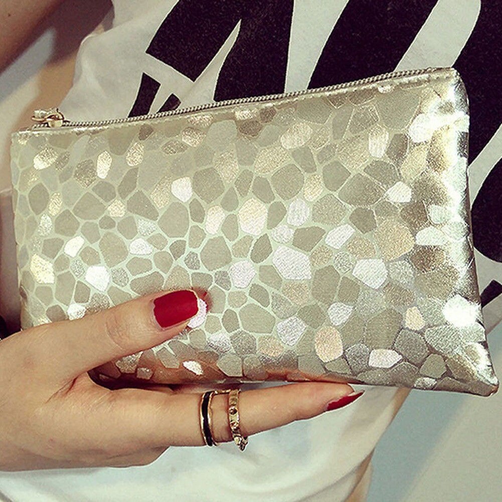 Kvinder glitter pailletter håndtaske solid aften fest clutch taske tote pung pung 5 farver