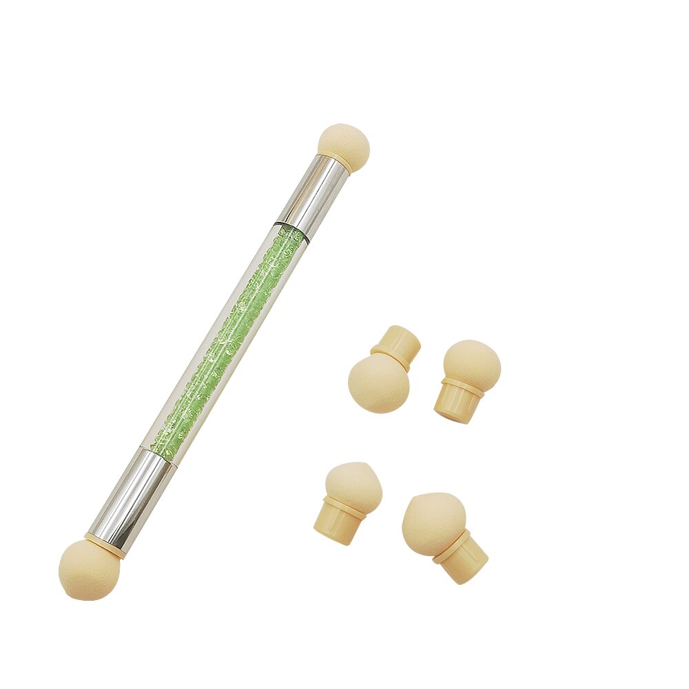 1 stuk dubbelzijdige borstel sponskop strass handvat nail art borstel nail art schildertool gradient arcering pen stippen