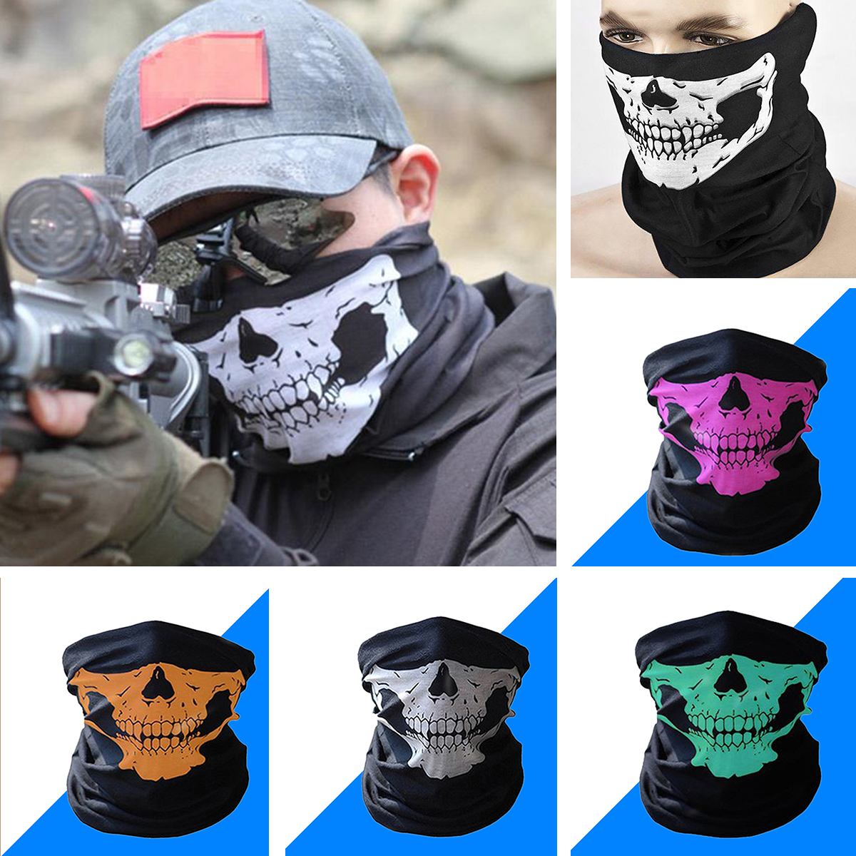 3D Skeleton Skull Seamless Balaclava Magic Scarf Face Mask Fishing Cycling Ski Outdoor Headband Tube Scarf Men Neck Scarves