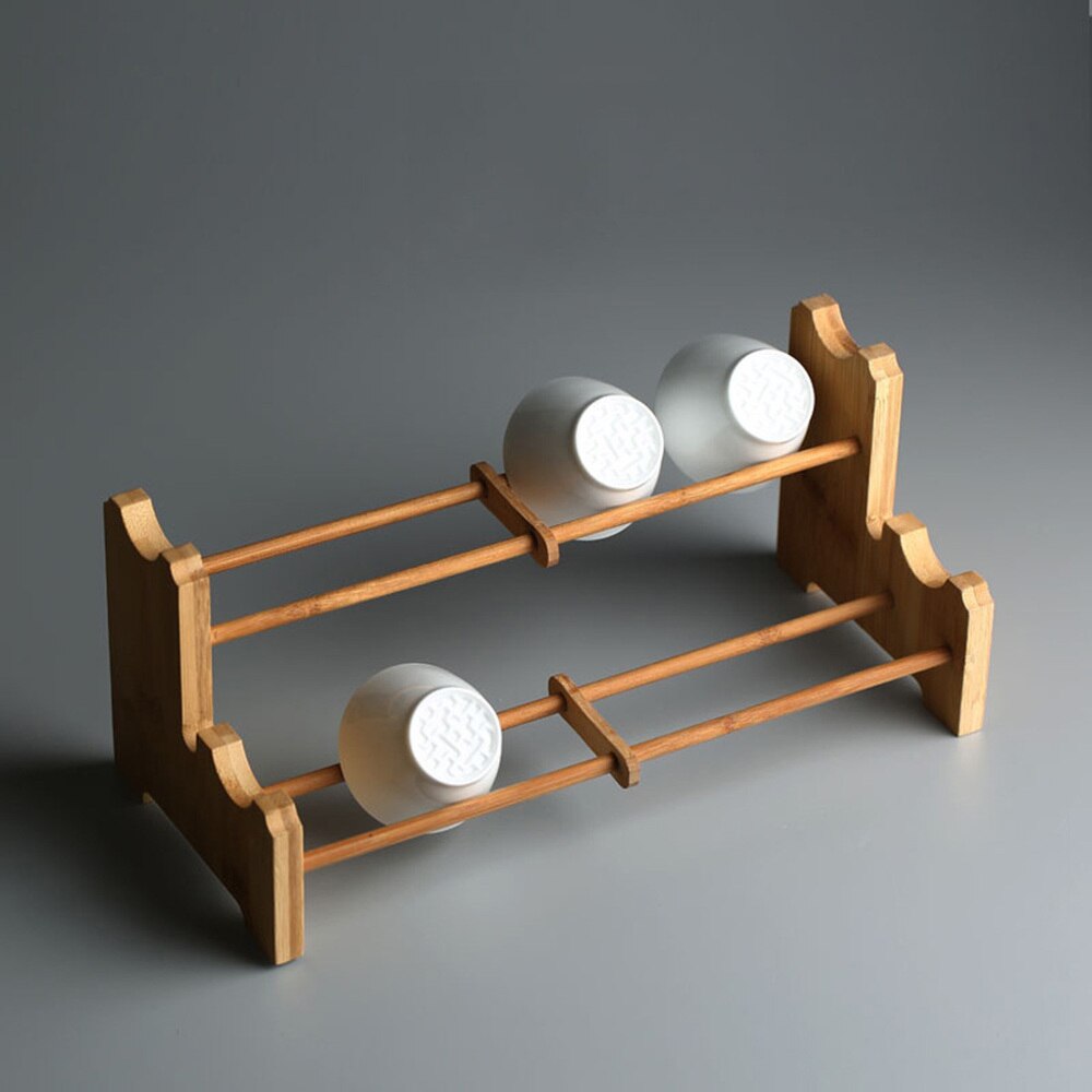 Natural Bamboo Draining Rack Two Layers Tea Cup Dr... – Vicedeal