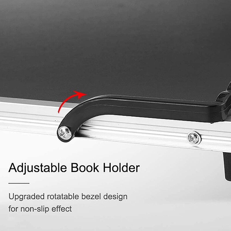 Foldable Reading Book Stand Aluminum Desk Computer Stand Ergonomic with Page Paper Clips for Bed Home