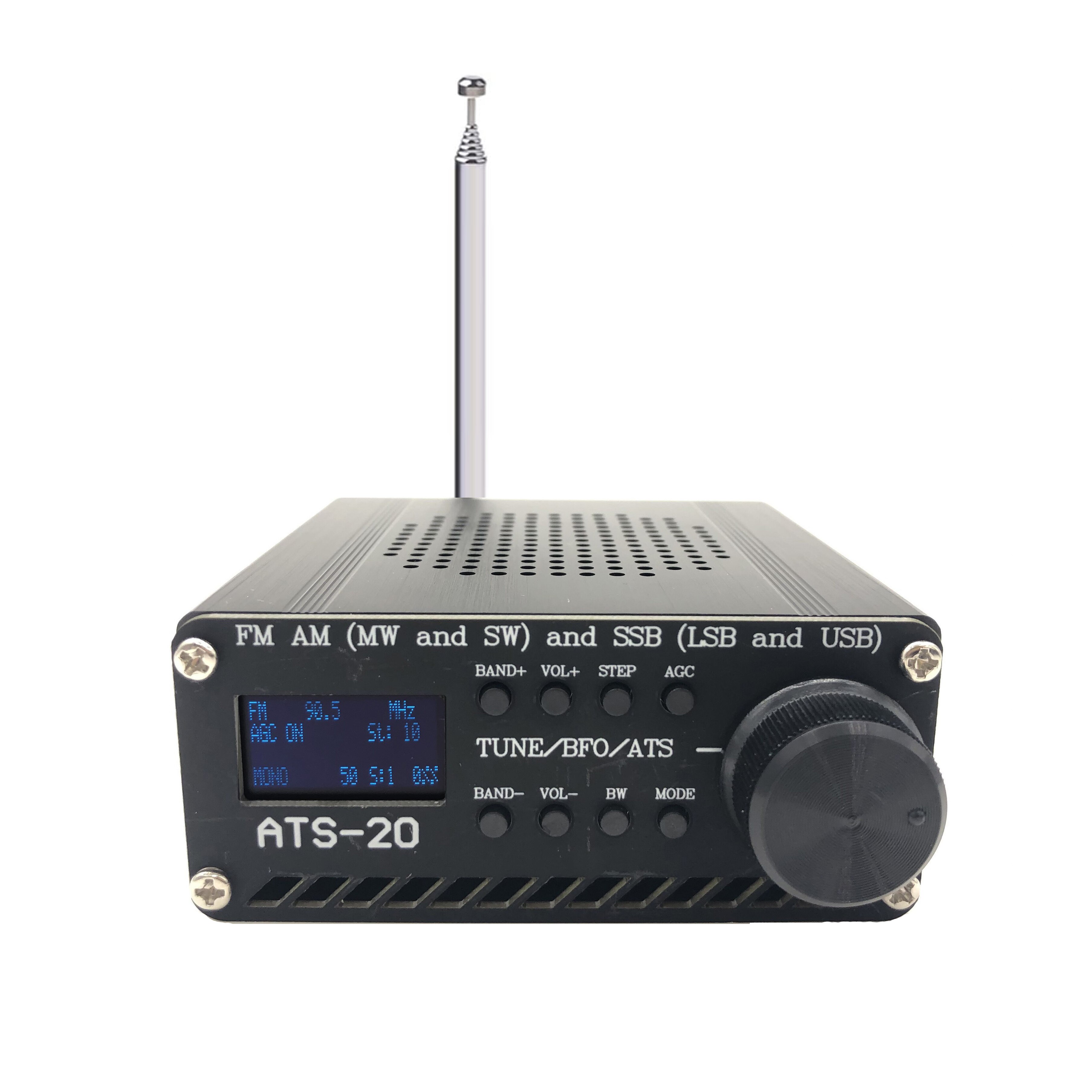 Gemonteerd SI4732 Alle Band Radio Ontvanger Fm Am (Mw En Sw) Ssb (Lsb &amp; Usb) met Lithium Batterij + Antenne + Luidspreker + Case