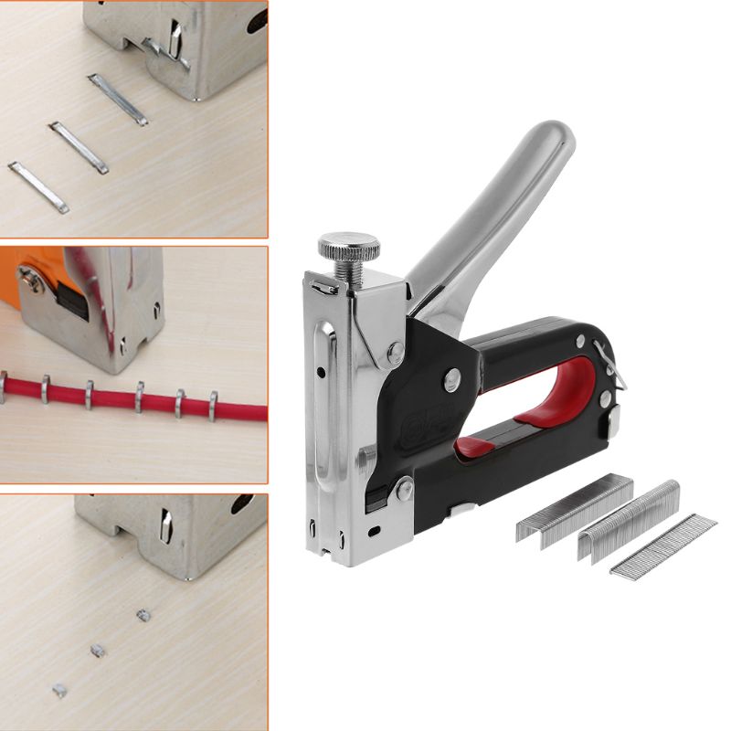 3 Way Manual Heavy Duty Stapler Staple Nailer Tacker With Staples Nails Set For Upholstery Wood Framing Door Furniture Tools