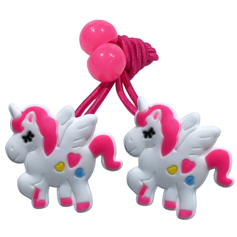 Eenhoorn Elastische Haarbanden Kids Rubber Hoofdbanden Haar Clips Haarspelden Meisjes Hoofddeksels Kinderen Haaraccessoires: 1pair  3027-04