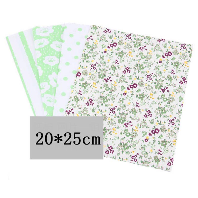 4 draps/ensemble 20x25CM coton Patchwork vêtements tissu accessoires de couture tissu d'impression florale matériel bricolage à la main couleur mélangée: 11 Green flowers