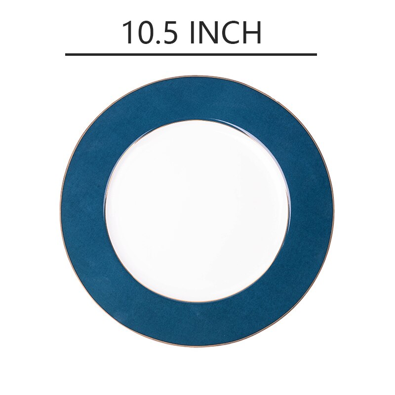 Luxtry Blue Ceramic Dinner Plate Set Steak Dish Dessert Phnom Penh Porcelain Glass Kitchen Utensils Dinnerware Tableware Set