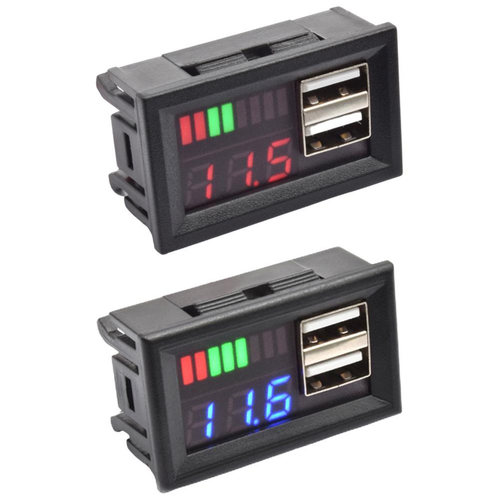 Digitale Blei Säure Lithium Batterie Kapazität Anzeige Dual USB Voltmeter Tester Spannung Meter 12/24V Auto Elektrische Motorrad