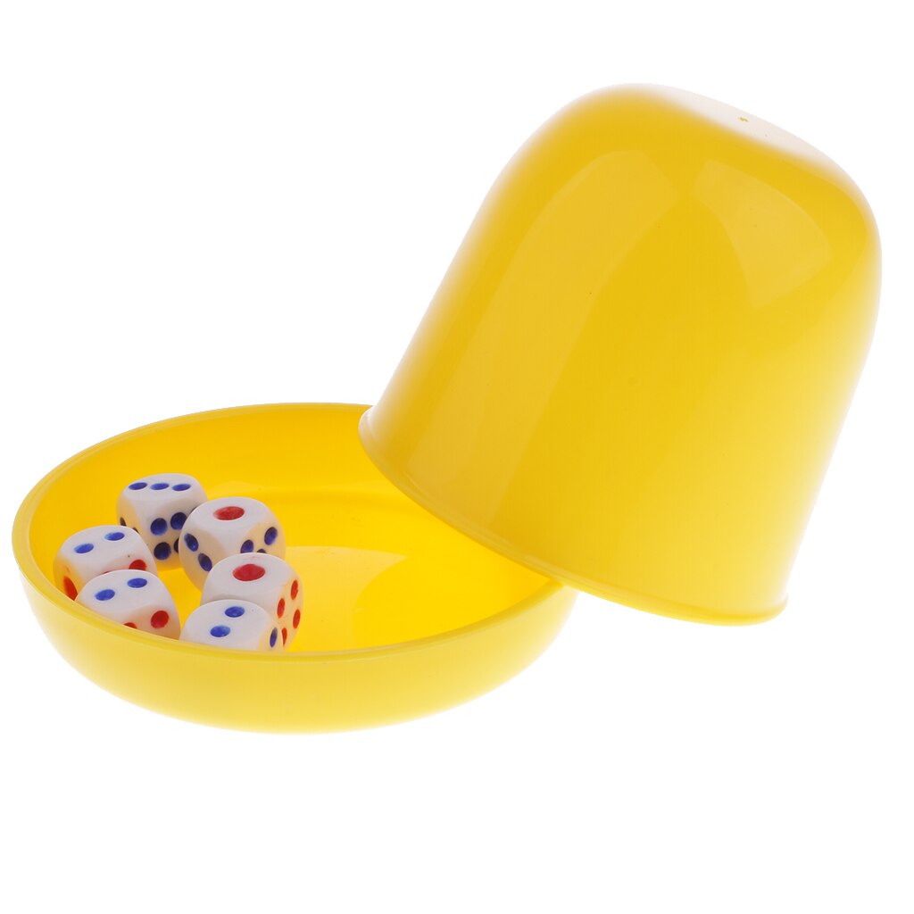 Gobelet à dés en plastique et 6 dés pour jeu de Casino, fournitures d&#39;outils de devinette: YELLOW