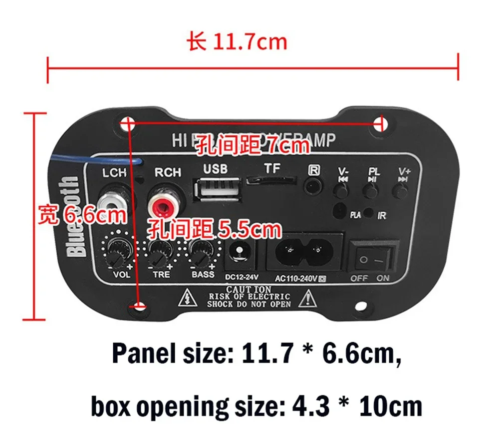 220V 50W Car Accessory BT HiFi Bass Audio USB TF MP3 FM Play Music From TF Card U Disk And BT