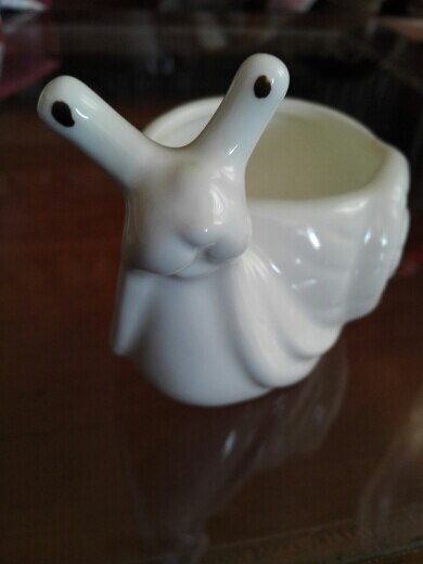Maceta de cerámica Kawaii Pequeño animal, de porcelana blanca suculenta maceta de plantas y flores, decoración para el hogar, florero de jardín, miniadornos de escritorio: Snail