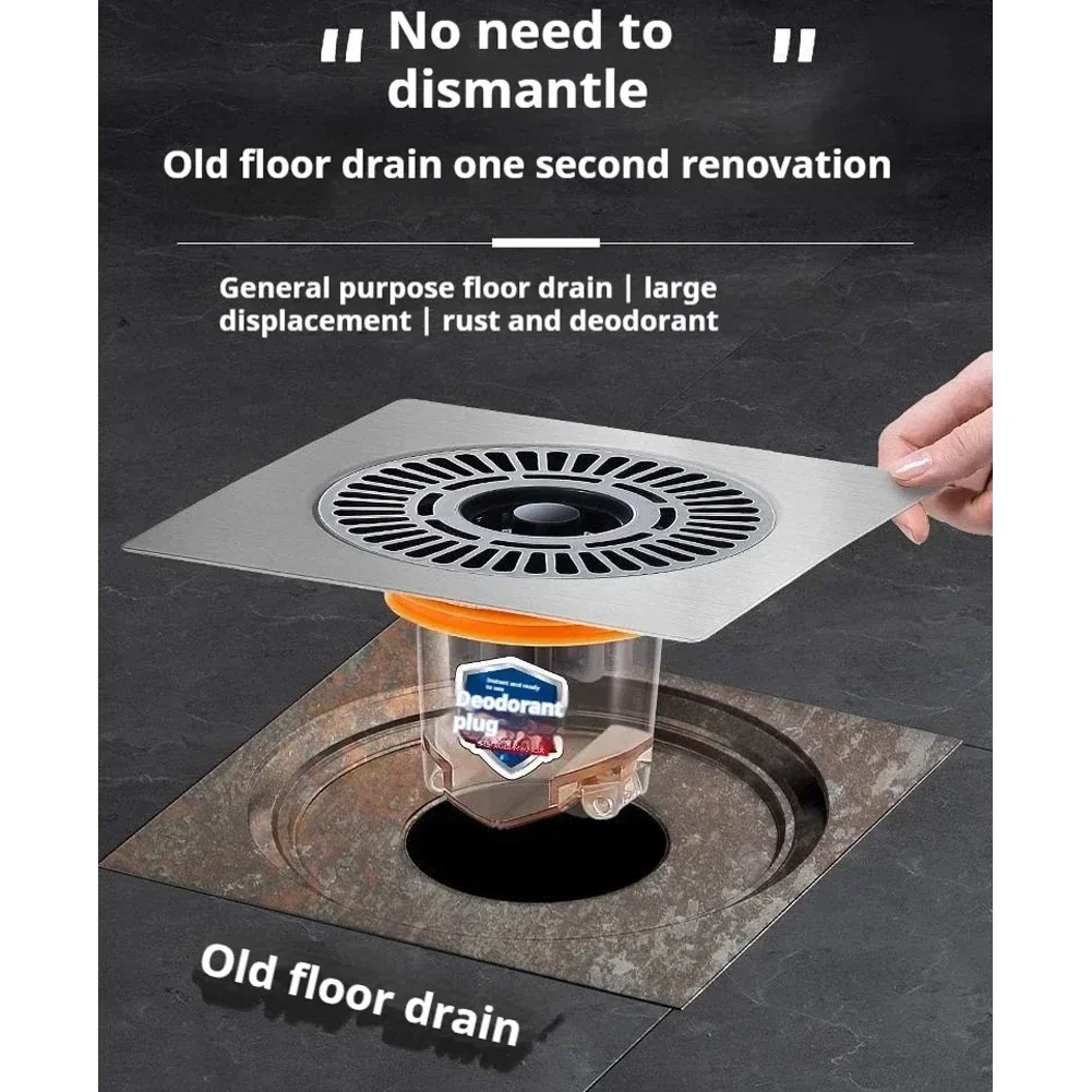 1pc Shower Floor Drain Backflow Preventer Stainless Steel Floor Drain Bathroom Insect Proof Anti-odor Sewer Drainage Cover