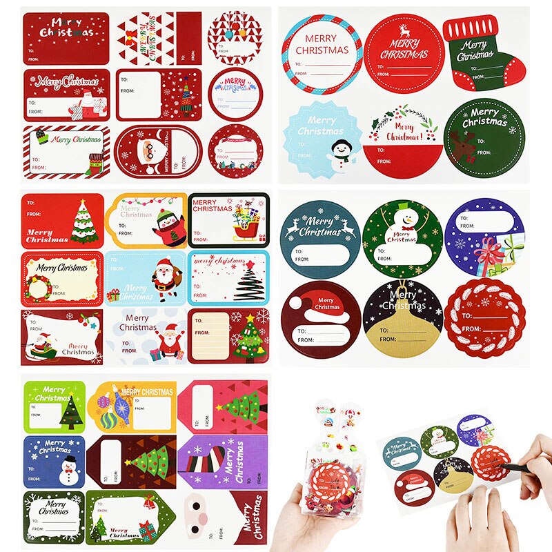 5sheet/lot Merry Chrismtas Adhesive Label Sticker Christmas Name Stickers DIY Sealing Sticker Name Tag Navidad
