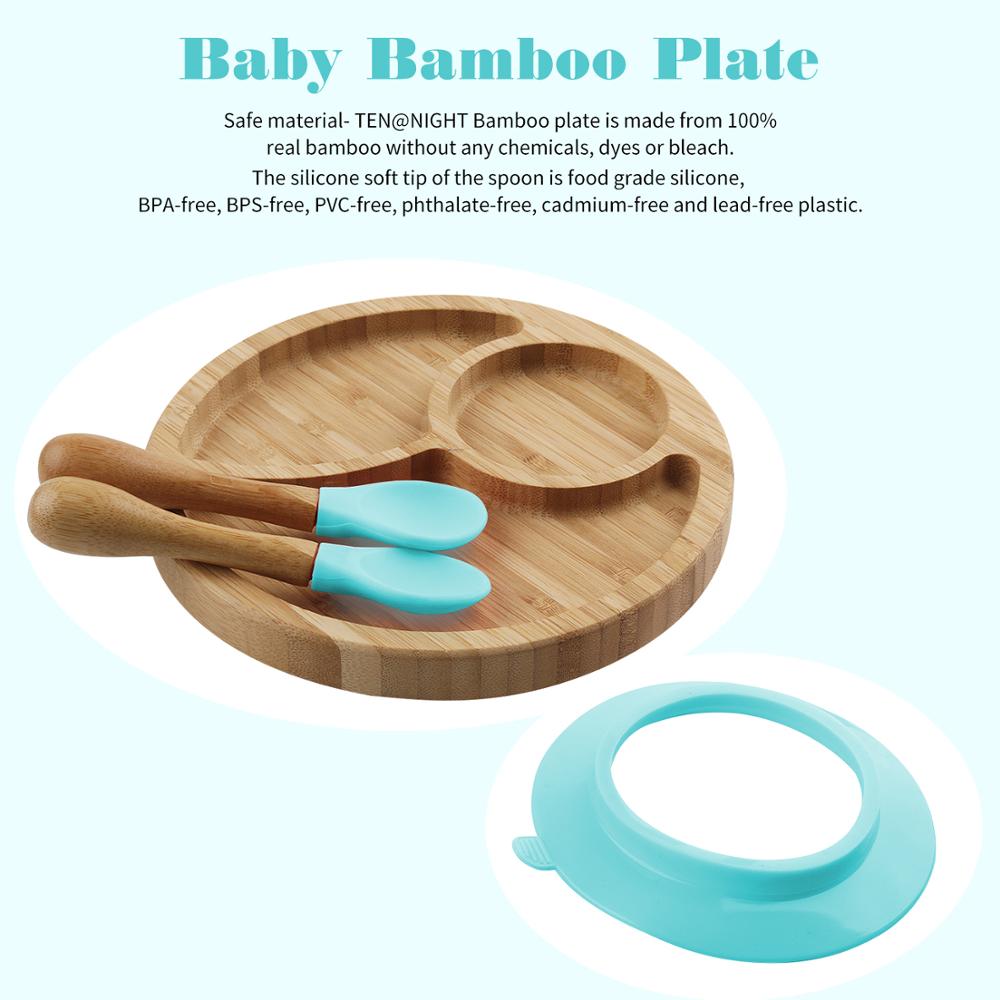 Baby Feeding BowlBaby Dinner fixed Plate Wooden Snack Plate Cutlery Child Feeding Tableware Children Dishes Rice Feeding: Blue