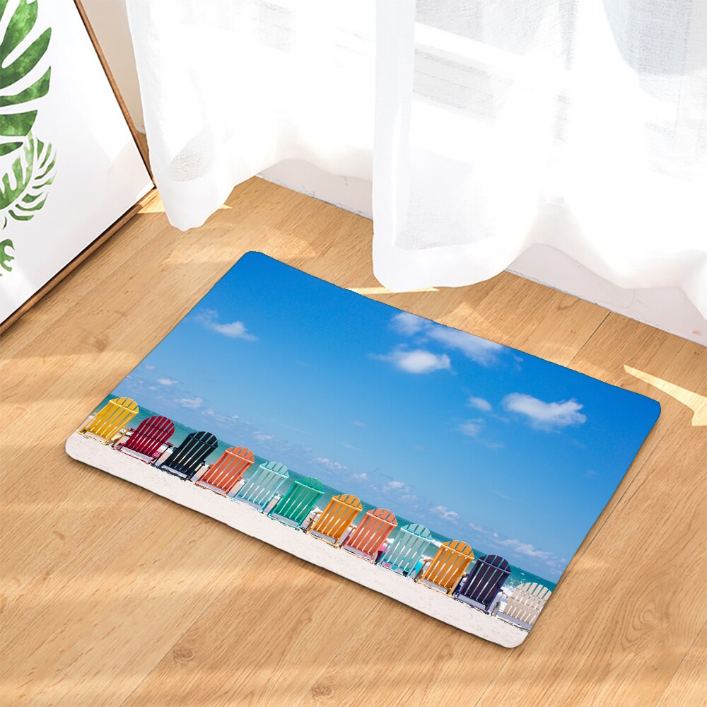 45*75CM Mediterranean Ocean Beach Style Bathroom Carpet Bath Mat Set 3D Printed Bathroom Floor Carpet Toilet Rugs WC Doormat: plum / 500MMx800MM