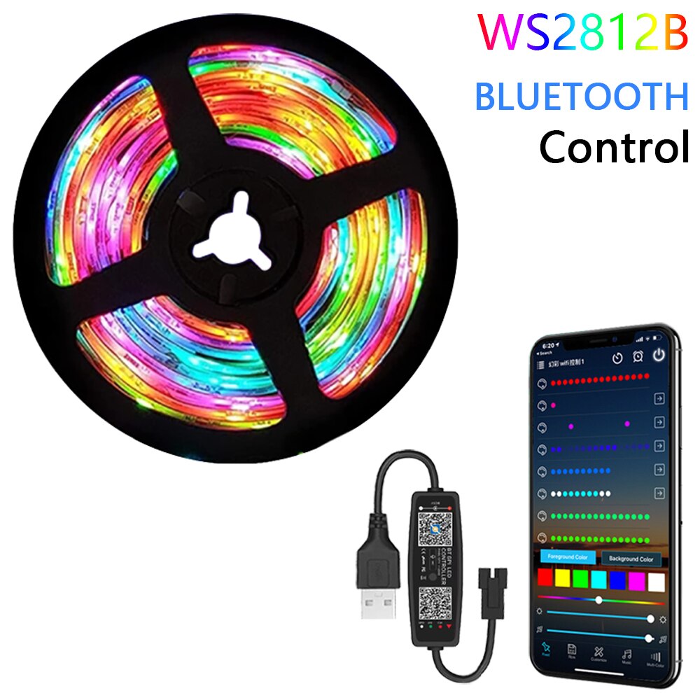 WS2812B Led Strip Verlichting Rgbic Bluetooth 1M-30M Usb Individueel Adresseerbare Smart Flexibele Tape Diode Voor Tv computer Backlight: Bluetooth Control / 30M