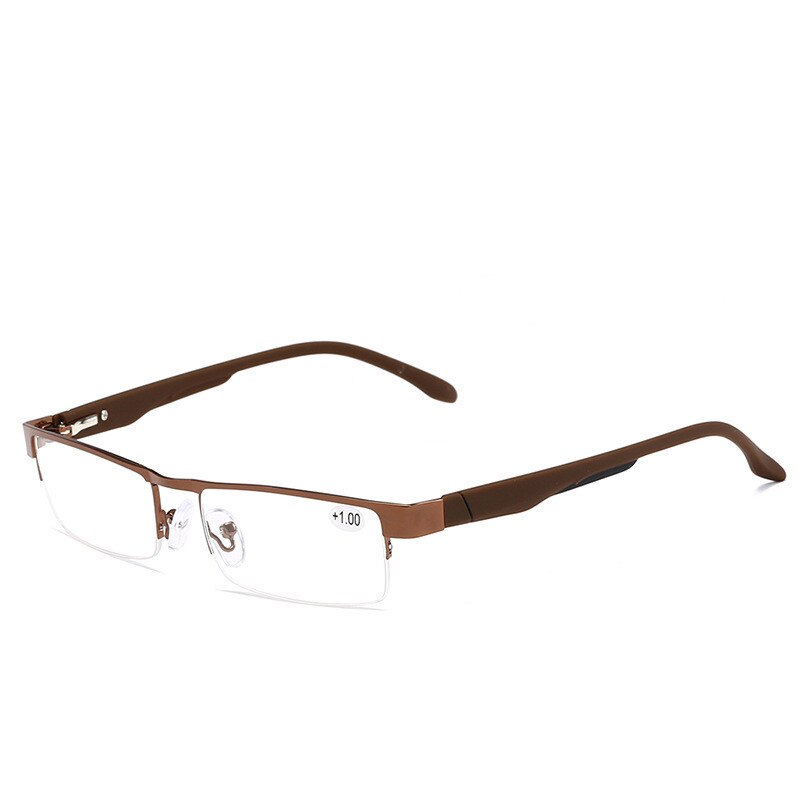 Higodoy Metall Lesebrille Männer Frauen Brillen Klare Linse Presbyopie + 1,0: +400 / Braun