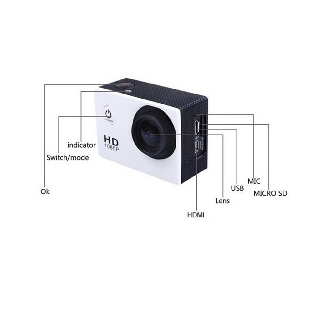SJ6000 HD Sport étanche 1080p DVR Dash Cam 30FPS 2.0 "LCD plongée 30M étanche sport DV