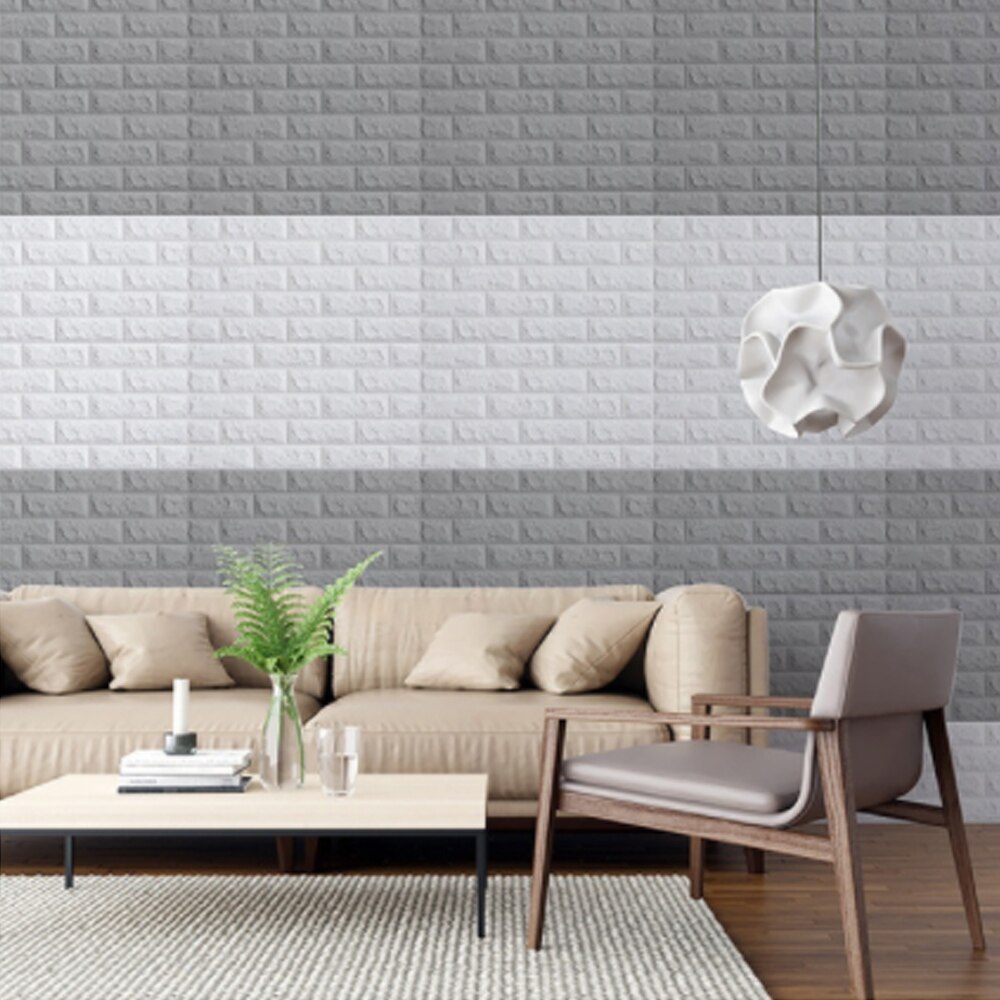 Paneles de imitación de ladrillo para pared 3D, autoadhesivo de pared grande, impermeable, espuma PE, hogar, dormitorio, sala de estar, cocina, TV, fondo