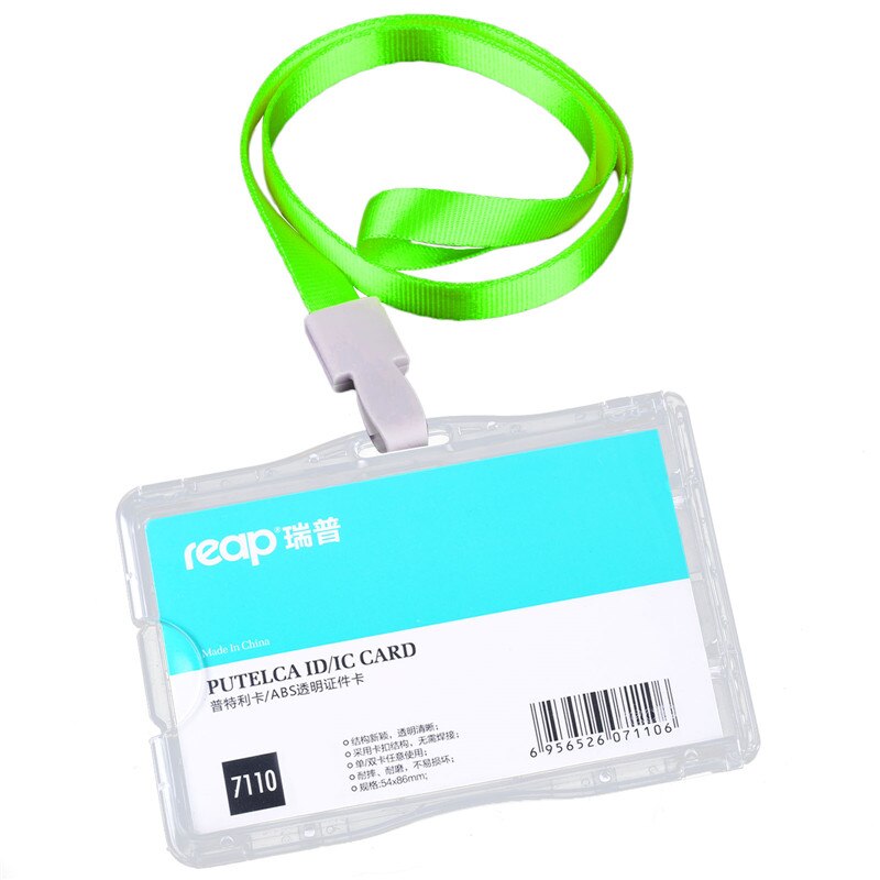Reap 7110 negocios ID/IC/placa tarjeta funda, soporte tranluscent tarjeta para la empresa de la Oficina de la escuela exposición uso con cordón: 7110fluorescentgreen