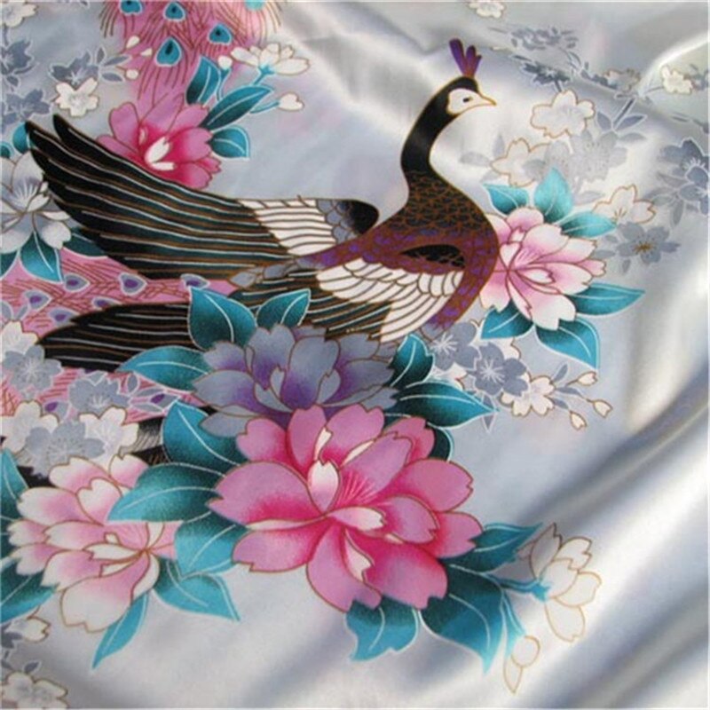 CF550 Rose Large Peacock Brocade Jacquard Fabric Traditional Chinese Wedding Cheongsam Qipao Fabric Mulberry Silk DIY Material