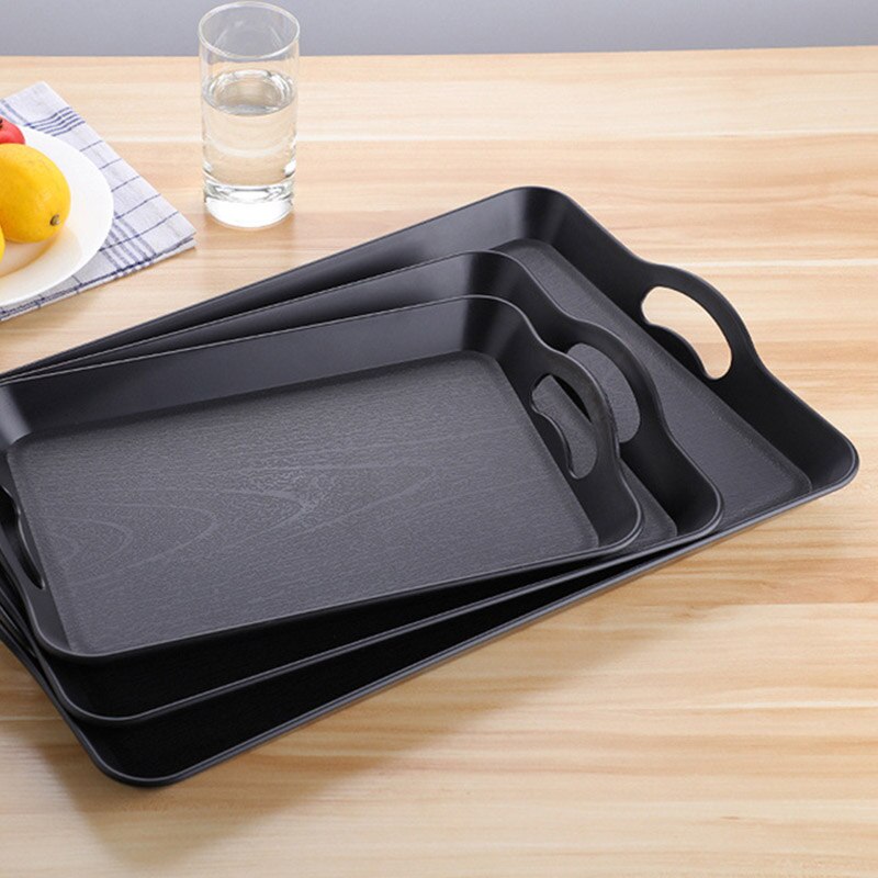 Bandeja Rectangular de plástico para servir, bandejas para servir alimentos, antideslizantes, resistentes a los arañazos