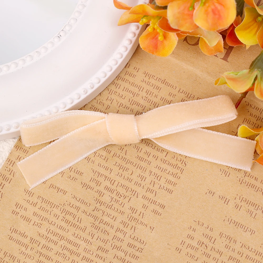 Horquilla de cinta con lazo de terciopelo para niña, Retro, Lolita, bonita pinza para el pelo pequeña, pasadores, accesorios para la cabeza para mujer: XXS / Azul cielo